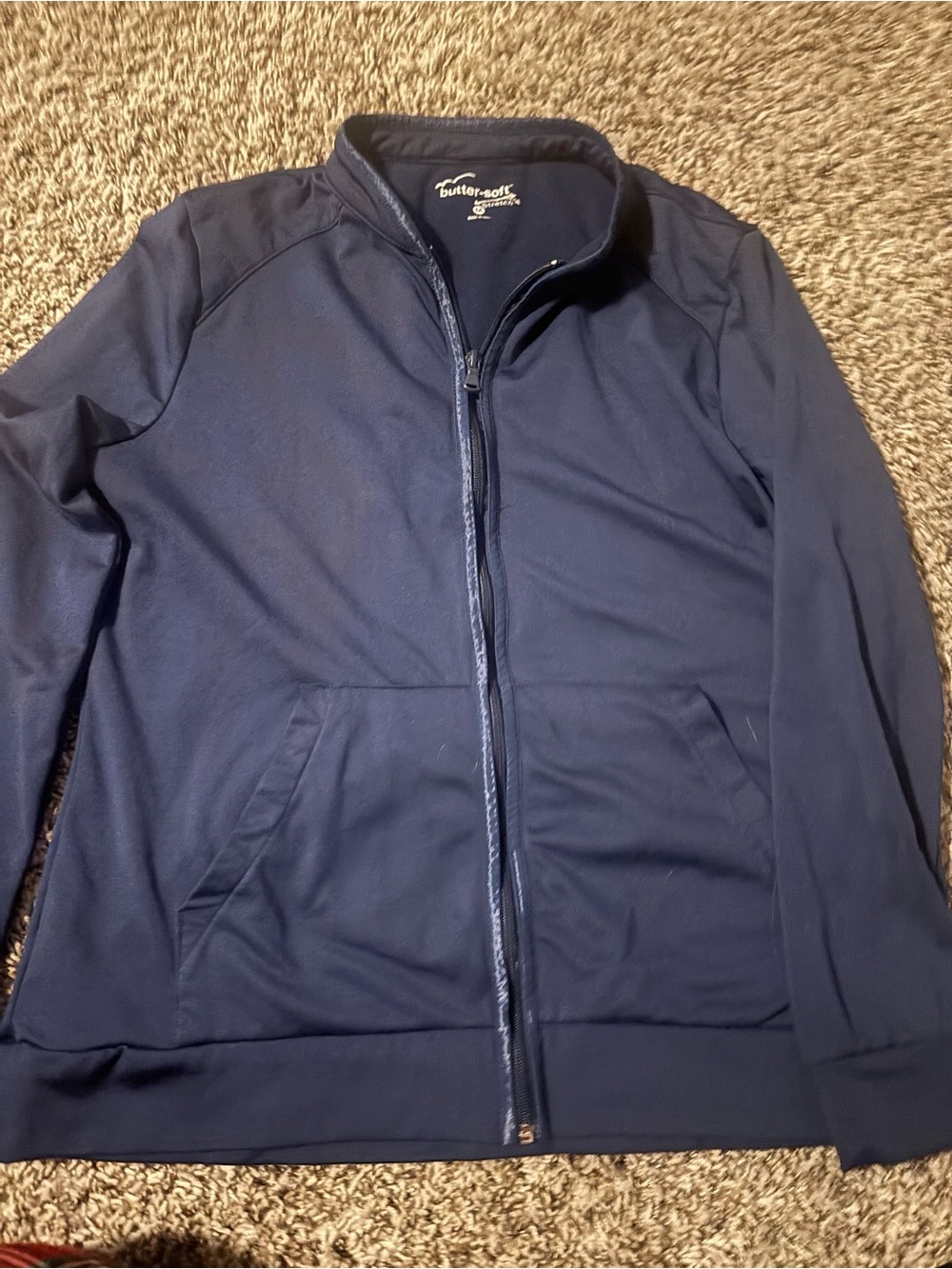 Navy women’s scrub jacket with matching straight leg pants -size medium-